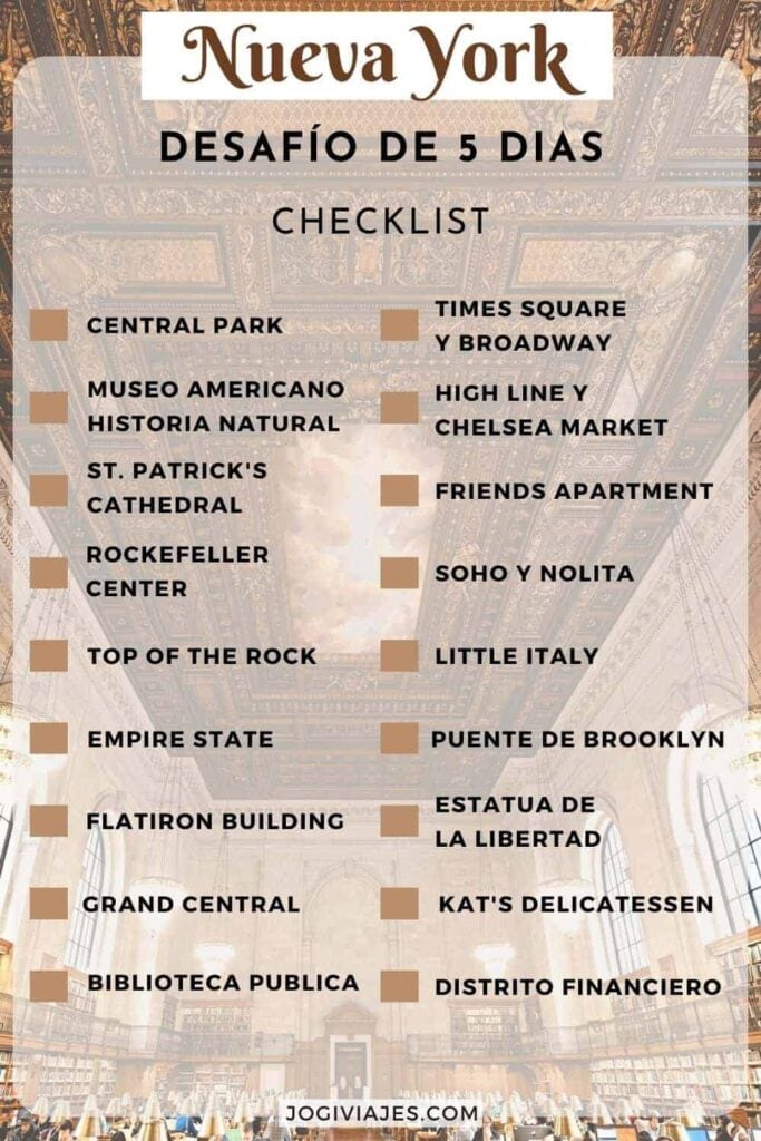 Checklist Nueva York en 5 días